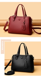 Détails de grands sacs cabas vintage en cuir litchi de couleur bordeaux et noir