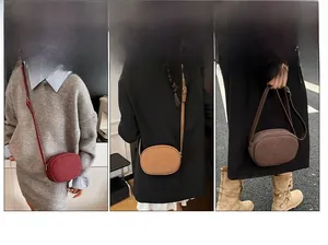 Three ways to wear this mini suede shoulder bag in red, tan, and coffee colors