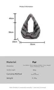 Faux fur striped shoulder bag detailed size guide and technical product specifications
