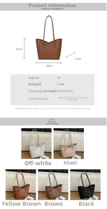 Tableau des tailles pour grand sac seau rétro en cuir PU avec dimensions et couleurs