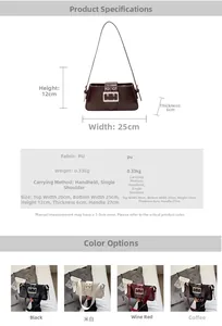 Detailed chart with oil-wax PU leather bag specs and four color variants overview