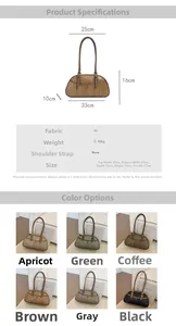 Detailed dimensions and color options for large capacity PU leather shoulder bags