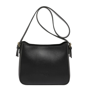 Sac bandoulière rétro en cuir PU noir avec forme minimaliste et sangle réglable