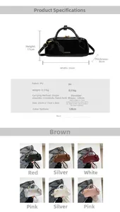 Size chart and specifications for the minimalist PU leather baguette shoulder bag