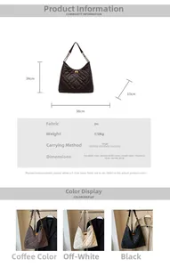 Detailed view of quilted faux leather texture and large capacity size of the shoulder bag