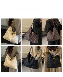 Detailed comparison of quilted leather hobo bags in beige, brown, and black finishes