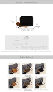 Detailed size and weight chart for minimalist PU leather square bags with bear charm