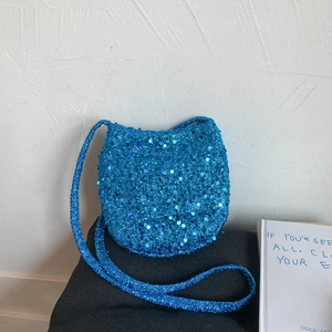 Schicke blaue Pailletten-Umhängetasche für Damen, glänzende Schultertasche, 2025 Trend-Design