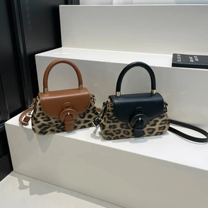 Sac Bandoulière Imprimé Léopard Similicuir Sac À Main Rétro Petit Carré Mode Pour Femmes Voyage Accessoire Quotidien