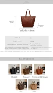Guida alle dimensioni della borsa tote grande in pelle PU con motivo coccodrillo in vari colori