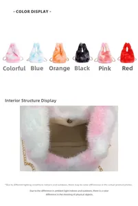 Detailed view of the magnetic closure and soft lining inside the plush chain handbag