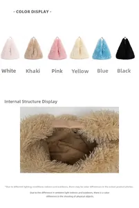 Detailansicht der Plüsch-Taschen in sechs Farben mit Innentasche und flauschiger Textur