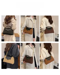 Detail view of quilted chain bag showing multiple carrying styles and color options
