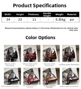 Tableau des tailles et spécifications détaillées pour le sac à bandoulière en cuir PU