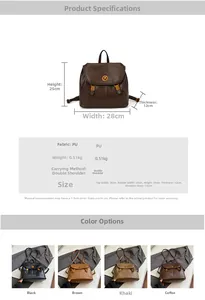 Spécifications de taille détaillées du grand sac à dos vintage en cuir PU avec sangles