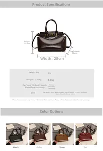 Detailed size chart and parameters for vintage PU leather shoulder and crossbody handbag