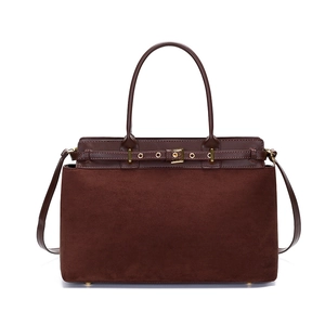 Damen Große Kapazität Tote Bag Retro Wildleder Und Kunstleder Patchwork Handtasche Mit Metallschnalle Umhängeriemen