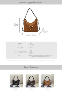 Detailed size specifications for a minimalist large capacity PU leather backpack
