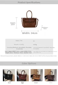 Detailed dimension guide and color options for the vintage PU leather shoulder bag