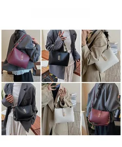 Detailed views of vintage crossbody square bag showing multiple styling options and textures