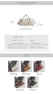 Detailed dimensions and specifications for the French style PU leather Boston handbag