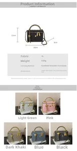 Quilted chain bag size chart and multi-color selection featuring five stylish variants