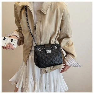 Classic black quilted chain bag with silver twist lock shown on model for daily commute
