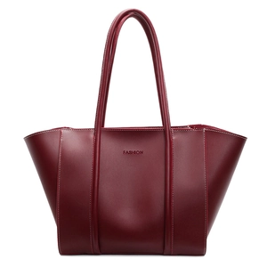 Vintage burgundy tote bag with white contrast stitching and large capacity design