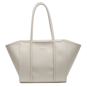 Sac fourre-tout crème minimaliste avec inscription Fashion gravée et grand volume