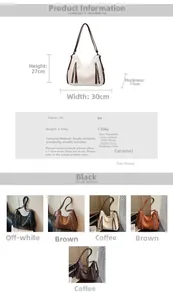 Detailed size specifications for large PU leather crossbody and shoulder bag for women