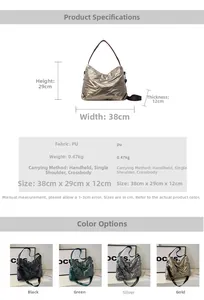 Guide des dimensions et spécifications du sac cabas matelassé en cuir PU métallisé