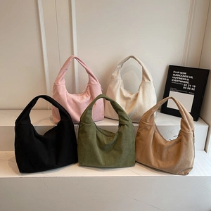 Sac Hobo En Velours Côtelé Pour Femmes Grande Capacité Texture Rayée Simple Sac À Main Décontracté Sac Fourre-Tout