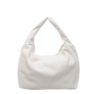 Sac cabas minimaliste en velours côtelé blanc avec large bandoulière et intérieur spacieux