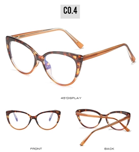 Detailed multi-angle views of tortoiseshell cat-eye TR90 frames with 45-degree and front perspectives