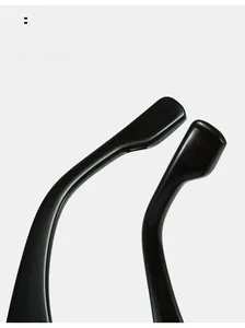 Detail view of curved ergonomic black temples for sunglasses ensuring comfort