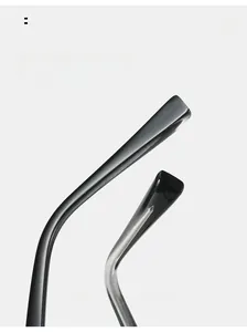 Detailed view of ergonomic curved TR90 glasses arms with black to clear gradient finish