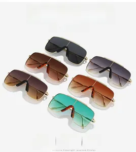 Lunettes de soleil carrées flat top oversize en six couleurs dégradées avec monture