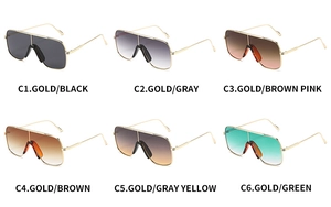 Lot de six lunettes de soleil shield oversize aux couleurs variées et monture dorée