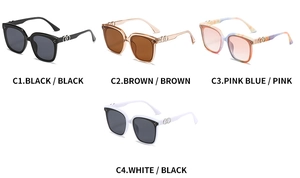 Detailed grid of oversized square sunglasses in black, brown, gradient and bicolor frames