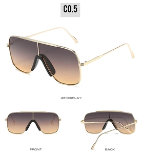 Vue multi-angles de lunettes de soleil oversize dégradées avec monture en métal doré