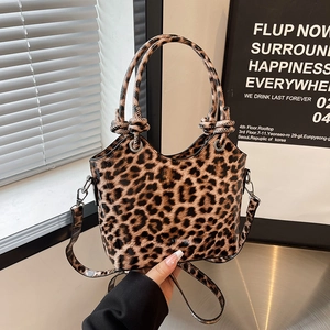 Sac à main tendance à motif léopard avec poignées et bandoulière réglable pour femmes