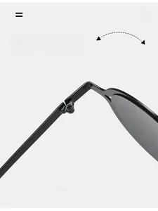 Close-up of durable metal hinge on black round sunglasses for thousands of smooth folds