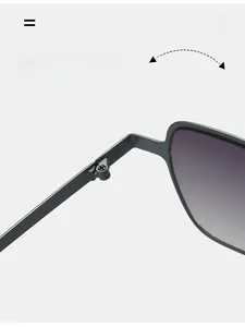 Detailed close-up of durable hinge mechanism on small square gradient sunglasses