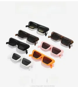 Detailed collection of square flat top sunglasses in various vibrant colors with reflections