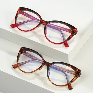 Vintage TR90 cat-eye eyewear frames in black-red and brown-yellow tortoiseshell