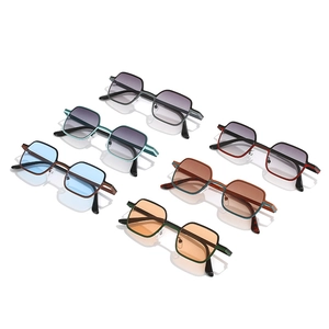 Retro small square sunglasses collection with six vintage frames and colorful lenses
