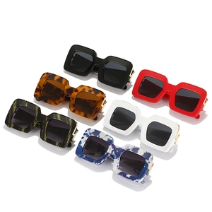 Fashionable oversized square sunglasses set with various frame colors and gold metal accents