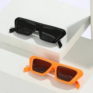 Modern rectangular thick frame sunglasses in classic black and vibrant orange colors