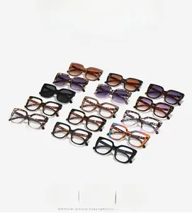Collection of stylish oversized square sunglasses in leopard print and gradient colors