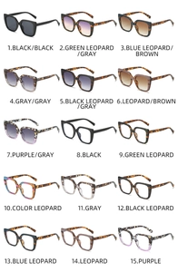 Collection of oversized square sunglasses and glasses in 15 different leopard print frame colors